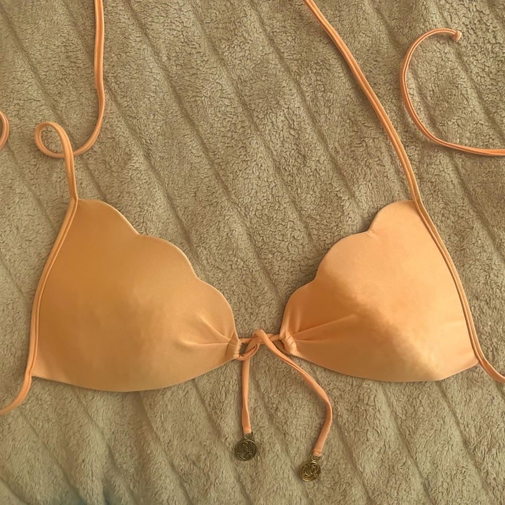 Luli Fama orange scallop bikini top